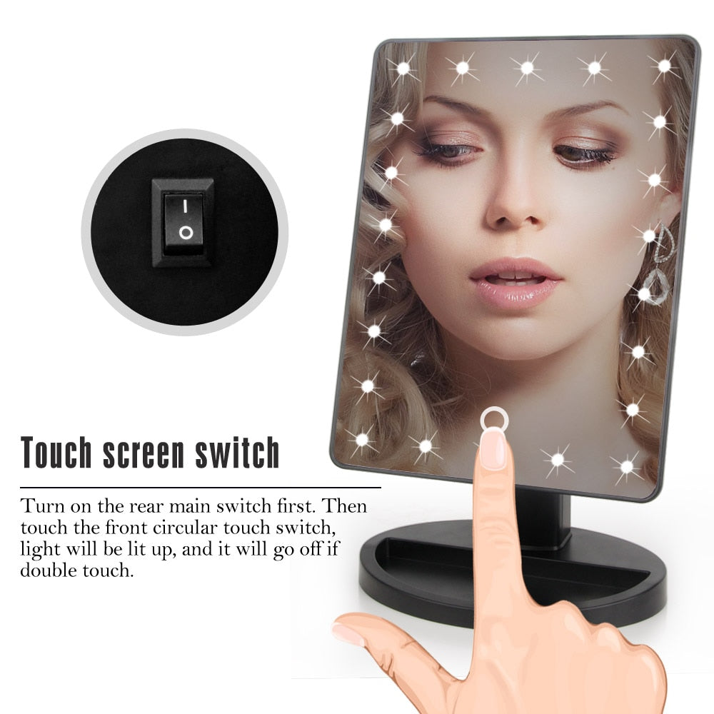 22 LED Lights Touch Screen Makeup Mirror